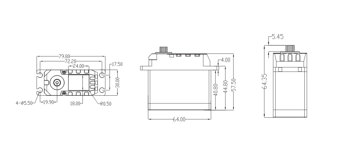 drawing of BLS1100 servo