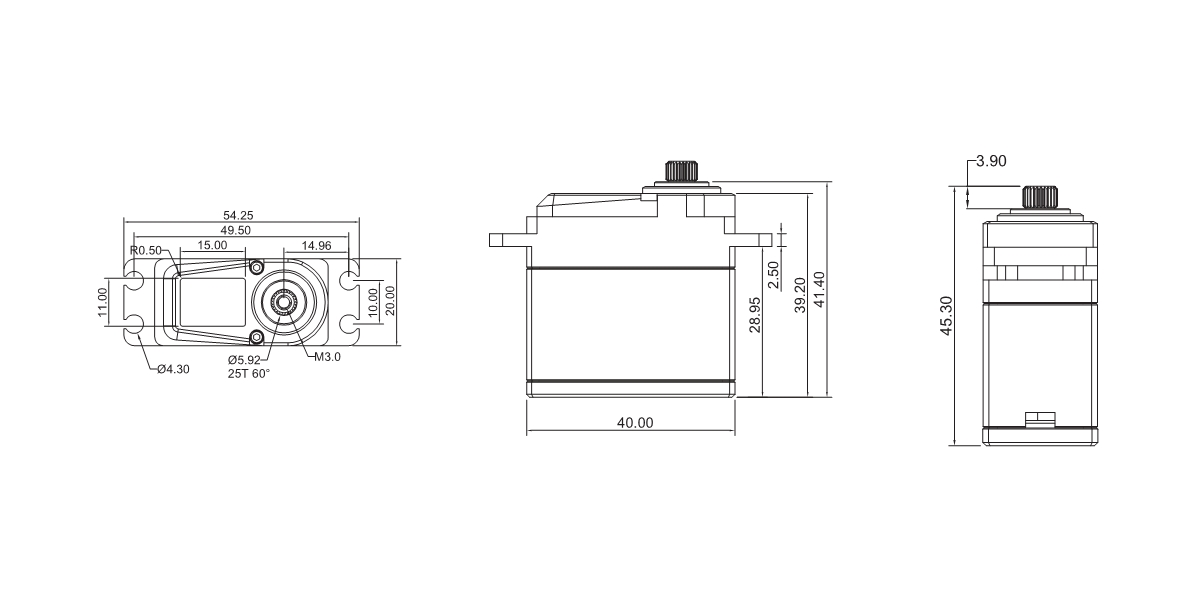 drawing of BLS 9130 servo